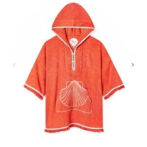 Orangish Red Scallop Beach poncho by Tombolo